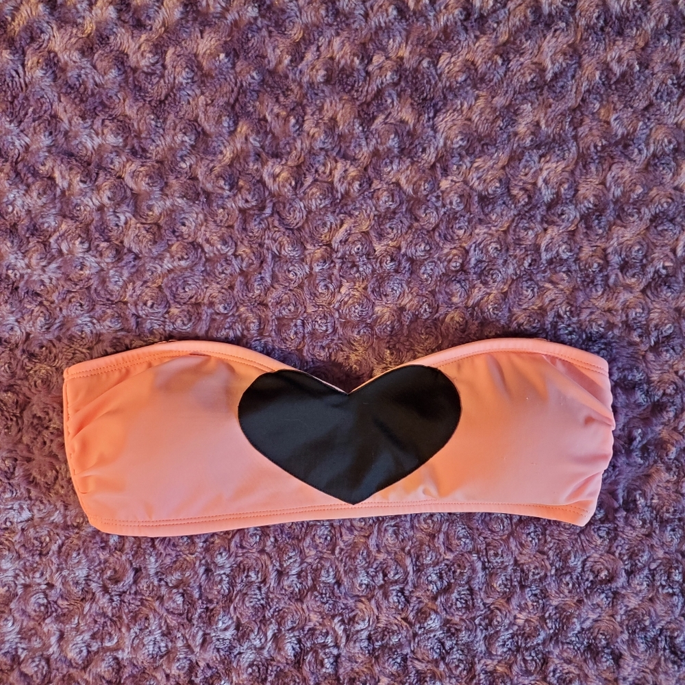 Pink Heart Bandeau Bathing Suit or Rave Festival Top.